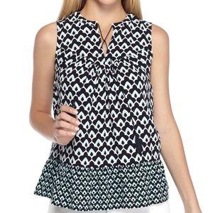 NWT Crown & Ivy Navy/Mint Printed Tassel Tank Top